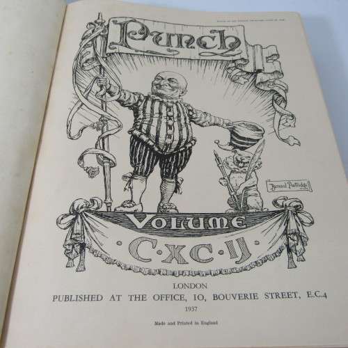 1937 Bound volume of Punch magazine - Jan to June and Jul to Dec - some damage