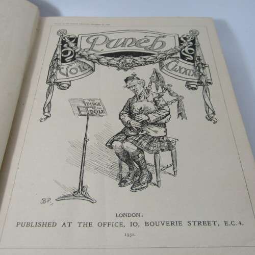 1930 Bound volume of Punch magazine - Jan to June and Jul to Dec - some damage