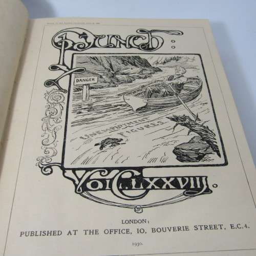1930 Bound volume of Punch magazine - Jan to June and Jul to Dec - some damage