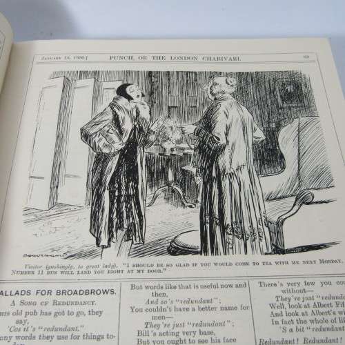 1930 Bound volume of Punch magazine - Jan to June and Jul to Dec - some damage