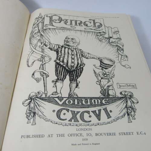 1939 Bound volume of Punch magazine - Jan to June and Jul to Dec - some damage
