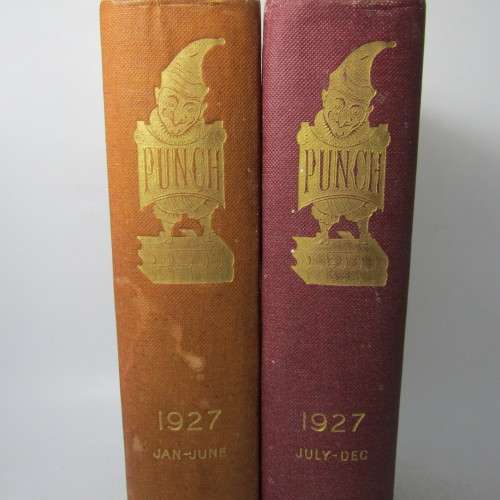 1927 Bound volume of Punch magazine - Jan to June and Jul to Dec - some damage