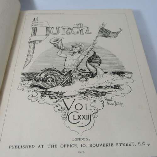 1927 Bound volume of Punch magazine - Jan to June and Jul to Dec - some damage