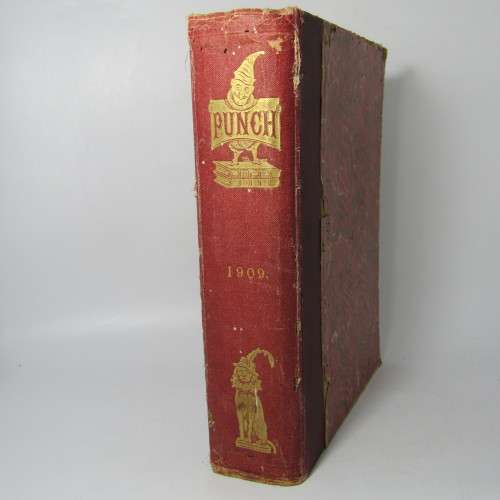 1909 Bound Volume of Punch magazine - some damage