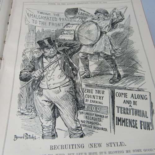 1909 Bound Volume of Punch magazine - some damage