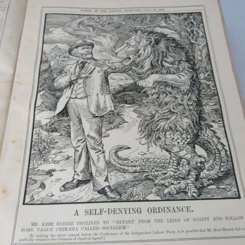 1909 Bound Volume of Punch magazine - some damage