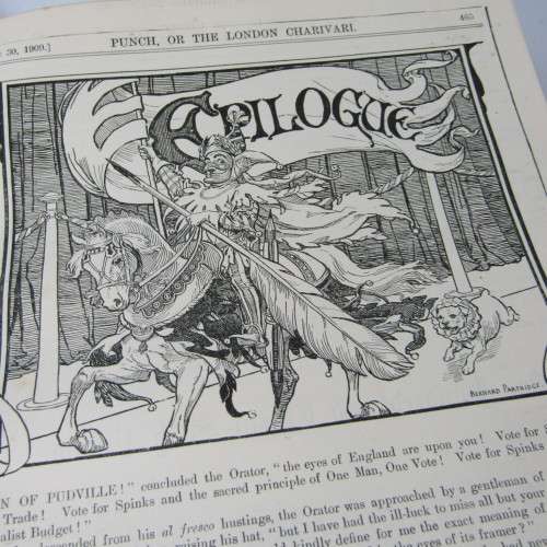 1909 Bound Volume of Punch magazine - some damage