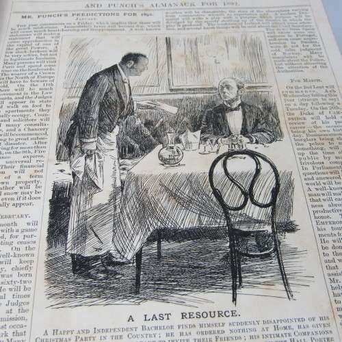 1892 Bound volume of Punch magazine - some damage
