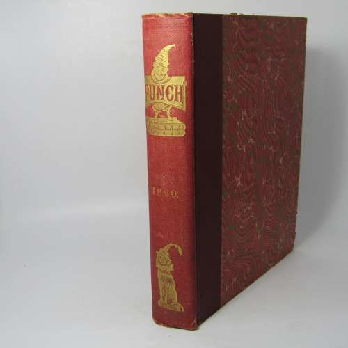 1890 Bound volume of Punch magazine - some damage
