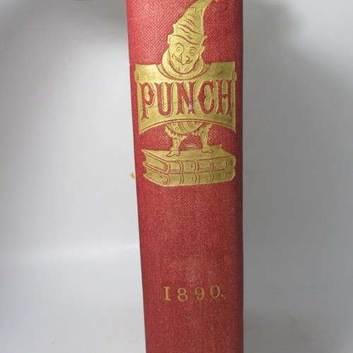 1890 Bound volume of Punch magazine - some damage