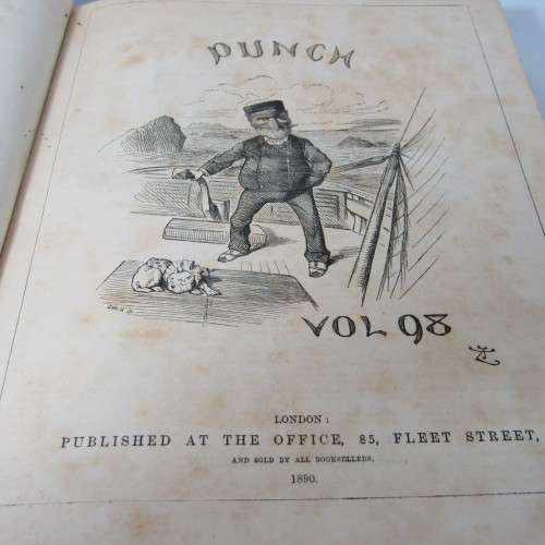 1890 Bound volume of Punch magazine - some damage