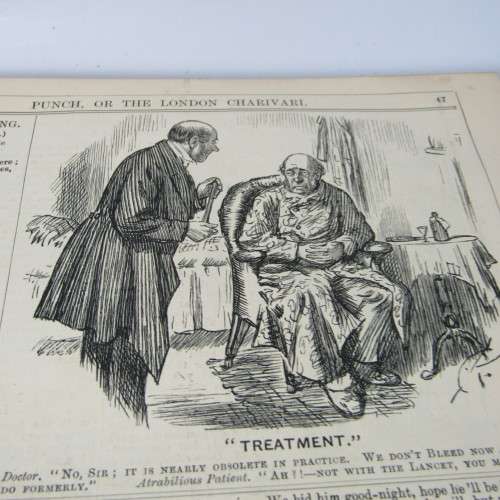 1890 Bound volume of Punch magazine - some damage