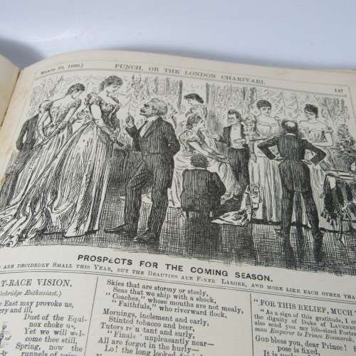 1890 Bound volume of Punch magazine - some damage