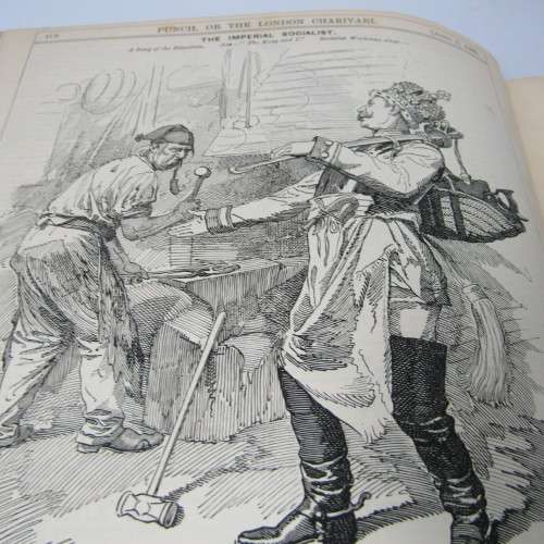 1890 Bound volume of Punch magazine - some damage
