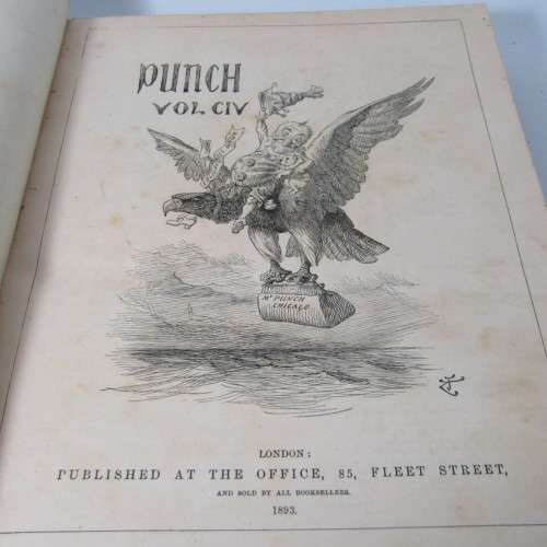 1893 Bound volume of Punch magazine - some damage
