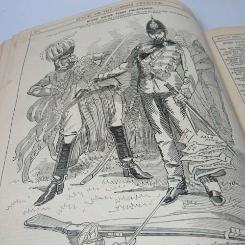 1891 Bound volume of Punch magazine - some damage