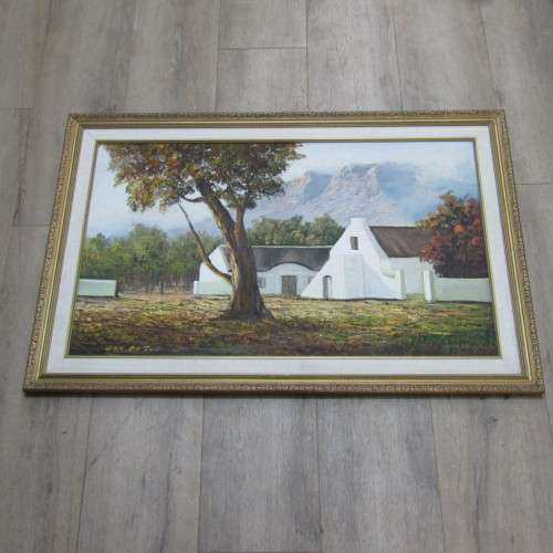 Dan du Toit landscape oil panting - size of frame: 69 x 105cm and Painting size: 89 x 53cm