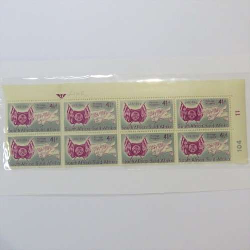 SACC 149 South Africa Centenary of Oranje Free State 4 1/2 d block of 8 stamps