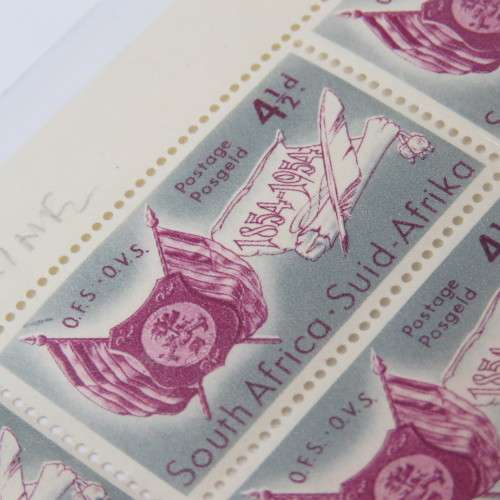 SACC 149 South Africa Centenary of Oranje Free State 4 1/2 d block of 8 stamps