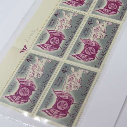 SACC 149 South Africa Centenary of Oranje Free State 4 1/2 d block of 8 stamps