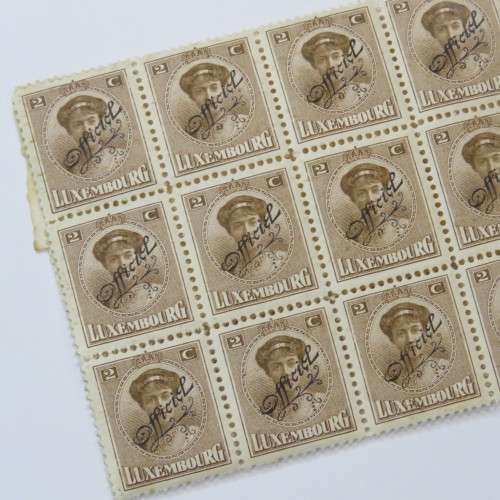 Luxembourg block of 20 x 1921 official stamps 2c plus 5 extra