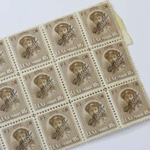 Luxembourg block of 20 x 1921 official stamps 2c plus 5 extra