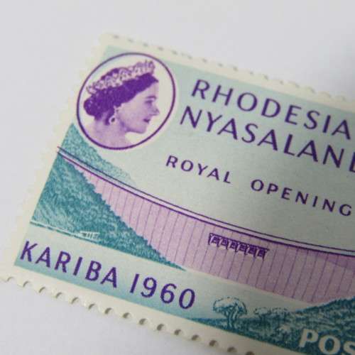 Rhodesia and Nyasaland SACC No. 38 Dam Wall - mint hinged with shift of purple printing