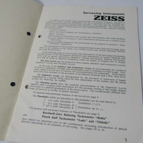Carl Zeiss Surveying instruments booklet with 3D viewing glasses