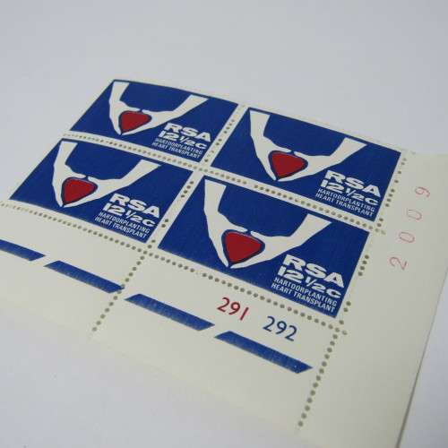 South Africa SACC No. 286 12 1/2 c heart transplant stamps - block of 4