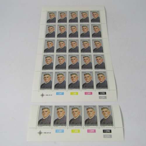 CL Leipoldt  - full page of 25 stamps - 2 stamps with tattoo on face A2 and A4 - more errors