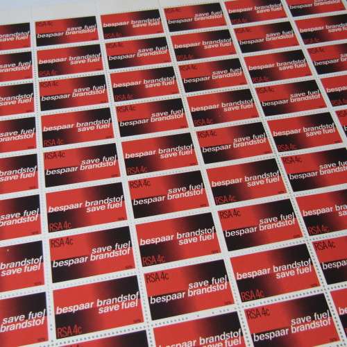 South Africa SACC 461 and 462 full sheet of 1979 RSA 4c save fuel stamps