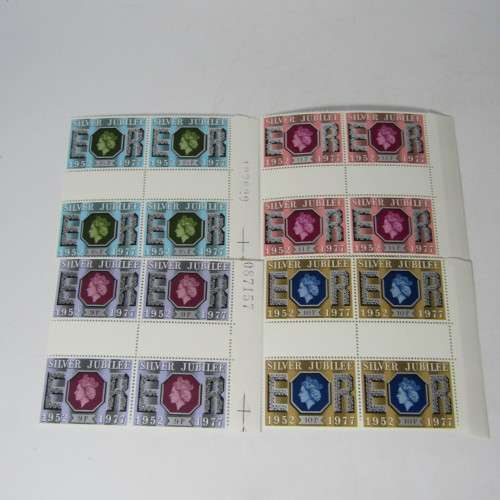 Great Britain 1977 Silver Jubilee Gutter pairs - blocks of 4 - Full set 8 1/2, 9 1/2, 11, 13 Pence