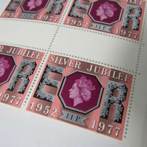 Great Britain 1977 Silver Jubilee Gutter pairs - blocks of 4 - Full set 8 1/2, 9 1/2, 11, 13 Pence