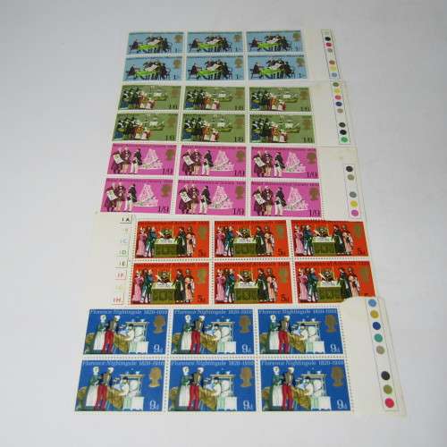 Great Britain 1970 (April 1) General Anniversaries set of stamps in blocks of 6 with errors