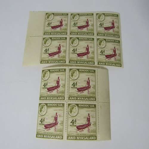 Rhodesia and Nyasaland SACC No. 23 - block of 6 with error top left stamp