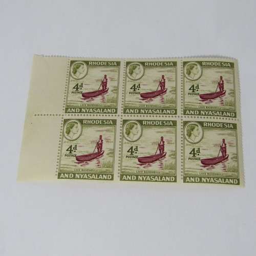 Rhodesia and Nyasaland SACC No. 23 - block of 6 with error top left stamp