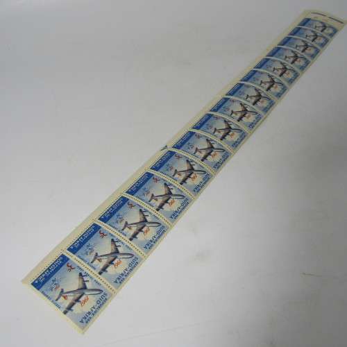 South Africa Boeing 707 over Table Mountain SACC 219 - Row of 15 stamps all with the same error - ho