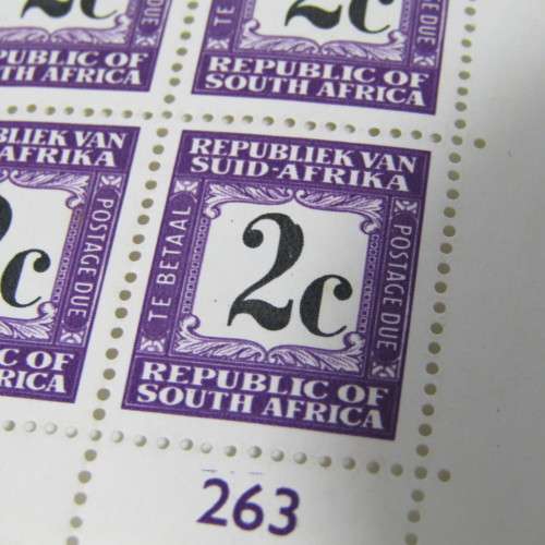 Postage due 2c control block mint SACC 57 - with flaw - last stamp on bottom row shaved 2