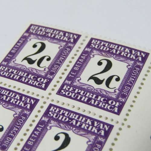 Postage due 2c control block mint SACC 57 - with flaw - last stamp on bottom row shaved 2