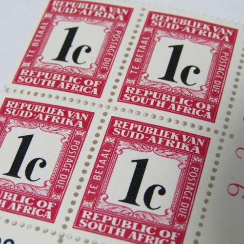 Postage due 1c control block mint SACC 56 - with flaw - top left black mark to right if 1