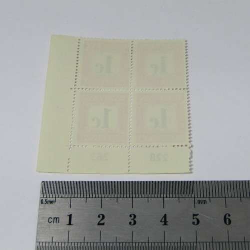 Postage due 1c control block mint SACC 56 - with flaw - top left black mark to right if 1