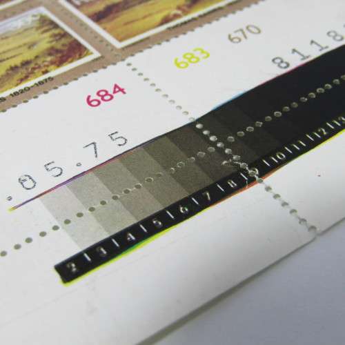 Thomas Baines 30c stamp 1975 SACC 387 - Control block with large shift downwards in black printing