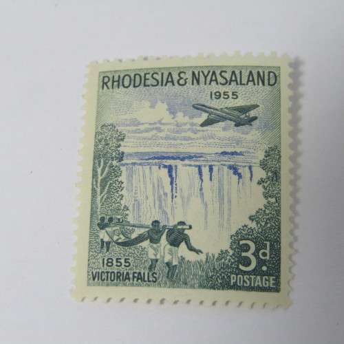 Rhodesia and Nyasaland SACC No. 16 Victoria Falls 3d stamp normal mint plus a mint hinged stamp
