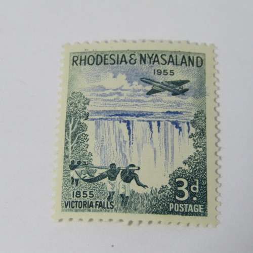 Rhodesia and Nyasaland SACC No. 16 Victoria Falls 3d stamp normal mint plus a mint hinged stamp