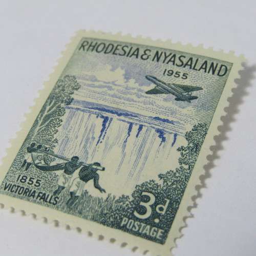 Rhodesia and Nyasaland SACC No. 16 Victoria Falls 3d stamp normal mint plus a mint hinged stamp