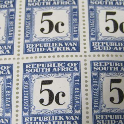 Postage due 5c block of 6 mint SACC 59 - Bottom row second stamp with dot above C