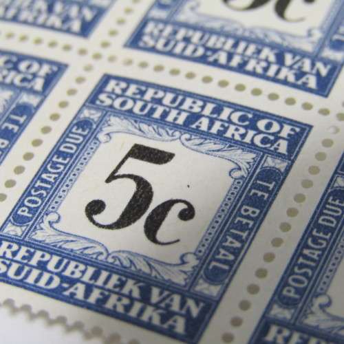 Postage due 5c block of 6 mint SACC 59 - Bottom row second stamp with dot above C