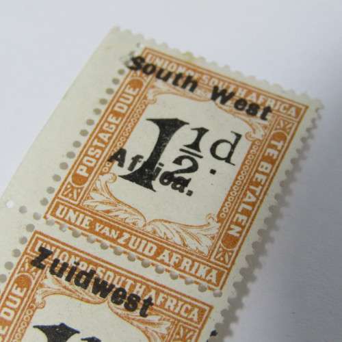 South West Africa 1 1/2 d postage due SACC 23 - large shift to left of overprint