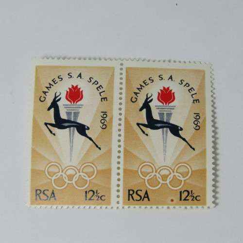 South Africa 1969 March 15 Sa Games 12 1/2c  stamps SACC 284 - with error