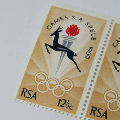 South Africa 1969 March 15 Sa Games 12 1/2c  stamps SACC 284 - with error